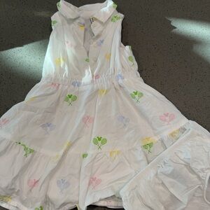 Janie and Jack White Dress with Mickey Pastel Accents